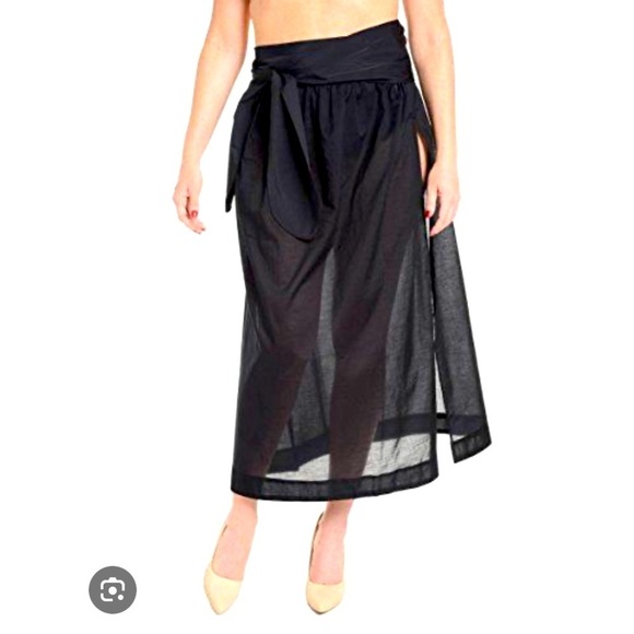 NWT Spanx S M Look At Me Black Swimsuit Cover Up Maxi Skirt Waist Tie - Picture 1 of 7